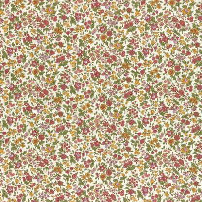 Lecien Memoire a Paris 2019 Red Liberty Style Flowers on Cream Cotton Lawn Yardage
