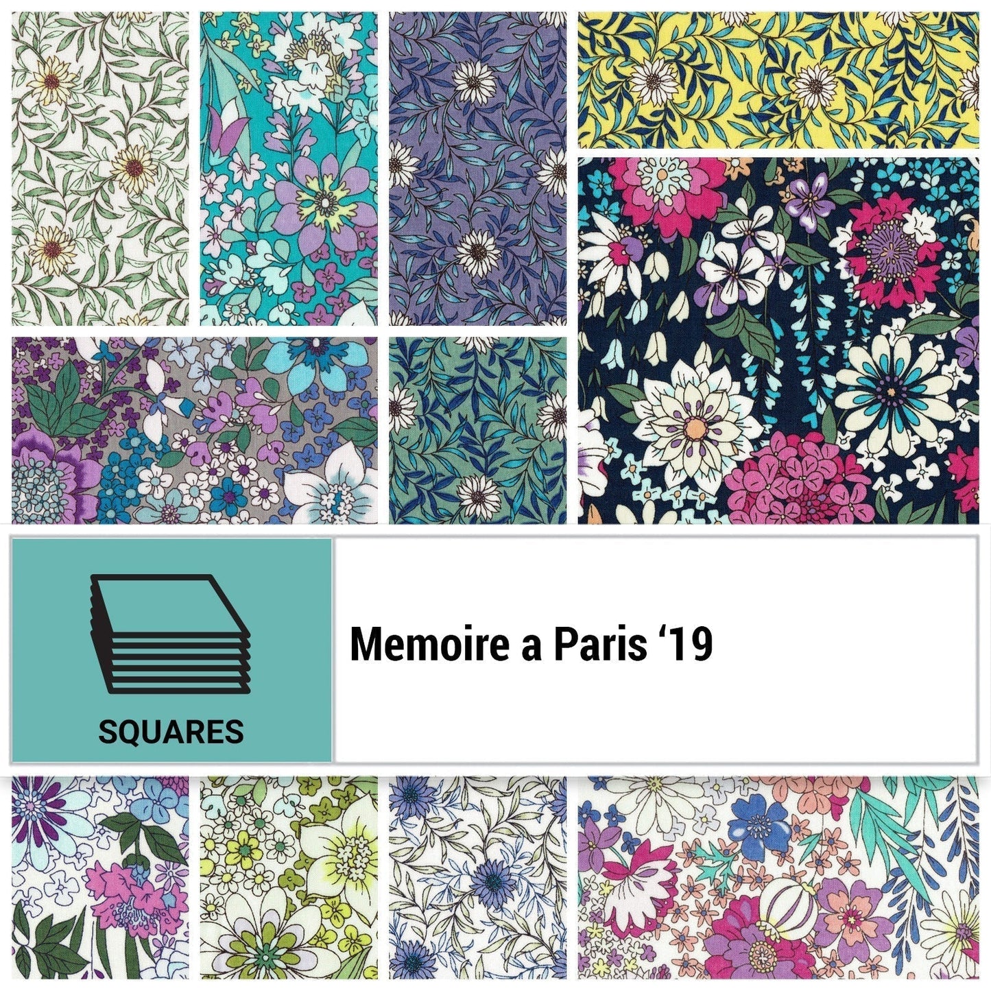 Lecien Memoire a Paris 2019 Blue Floral Cotton Lawn Yardage