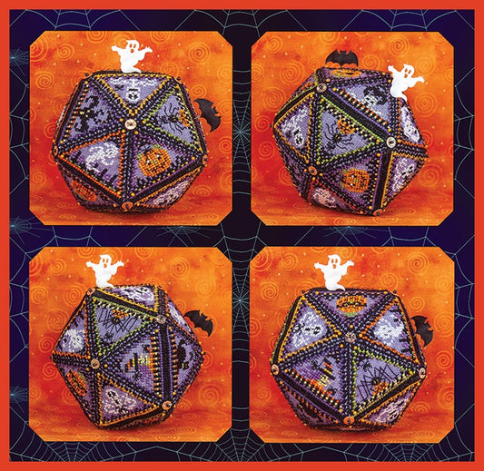Decorative fabric panel with a geometric pattern on an orange and black spider web background.
Photo by JustNan.com [image_link]