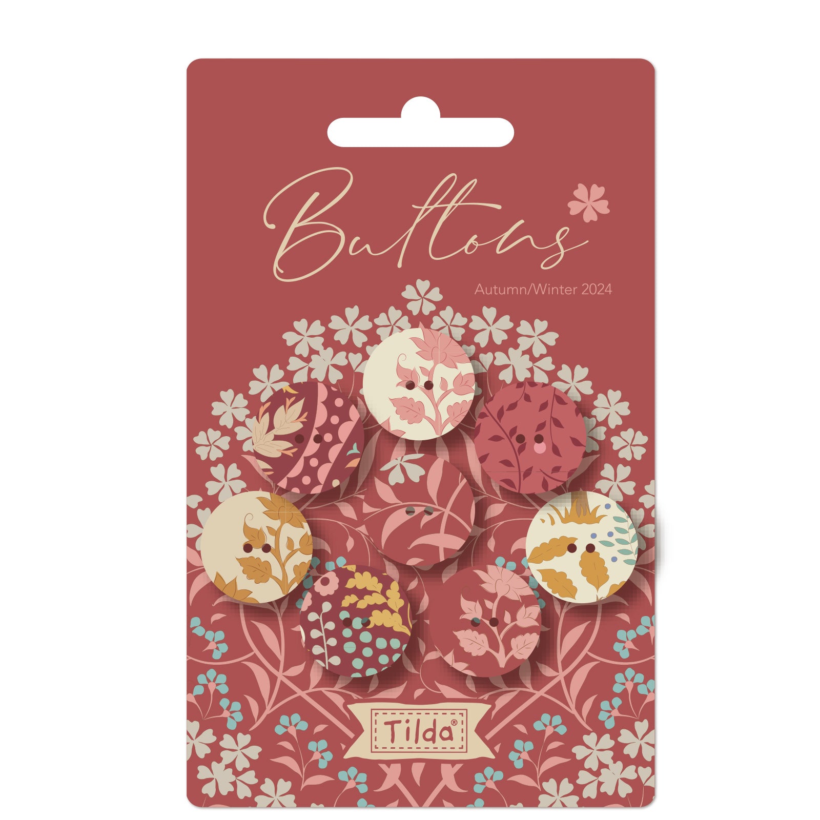 Tilda Sanctuary Buttons Red 3/4in 8 Count – the-surgeon's-knots
