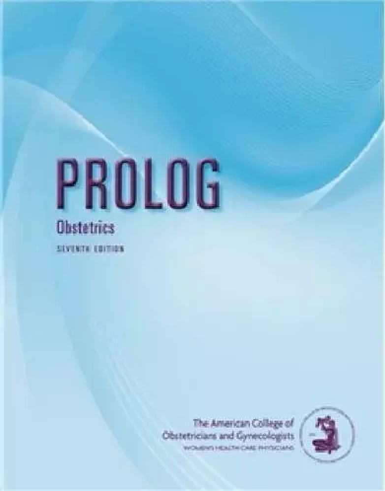 Book cover of 'Prolog Obstetrics' by the American College of Obstetricians and Gynecologists with a blue abstract design.
[image_link]