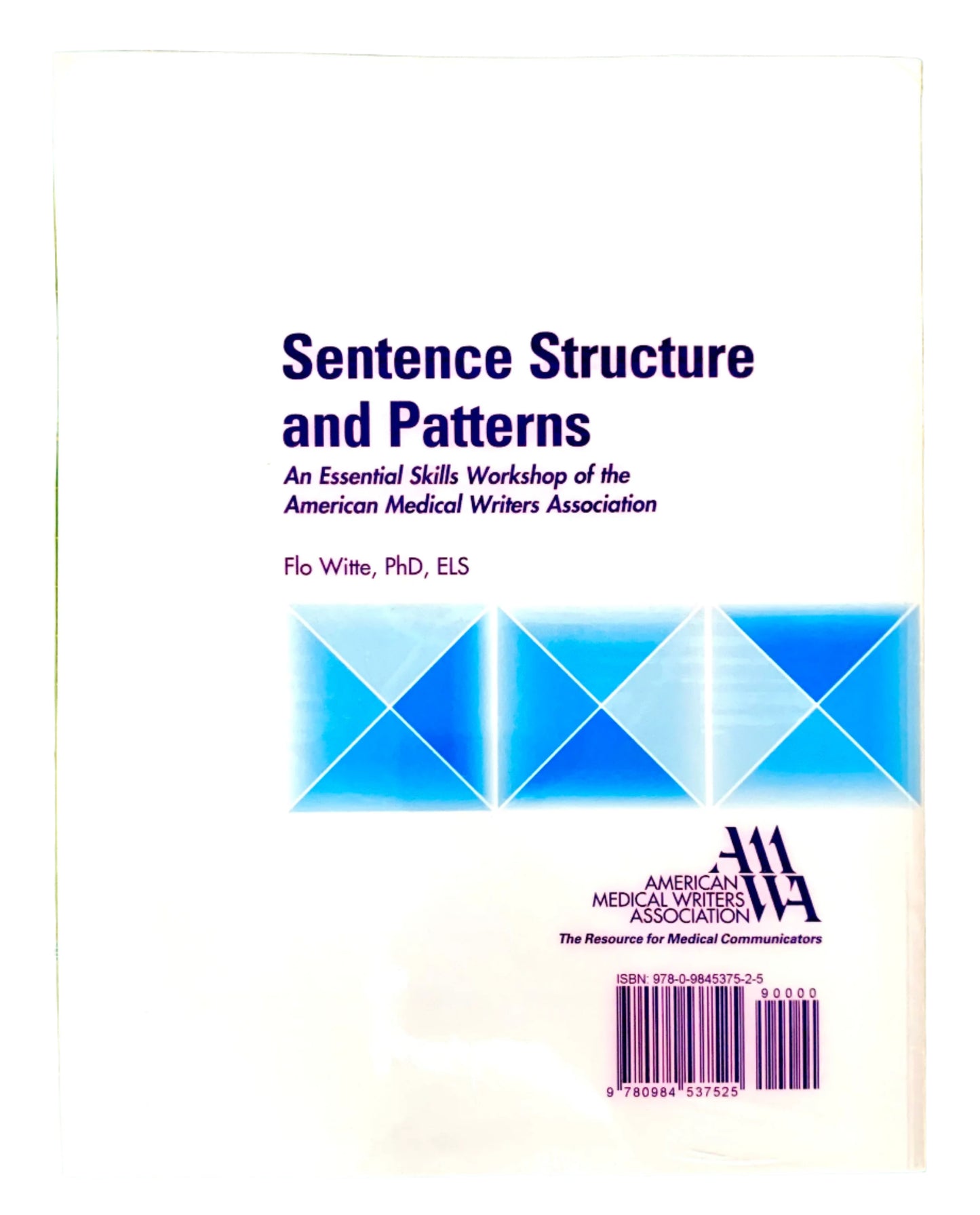 Book cover of 'Sentence Structure and Patterns' with a white background and blue geometric design.
[additional_image_link]