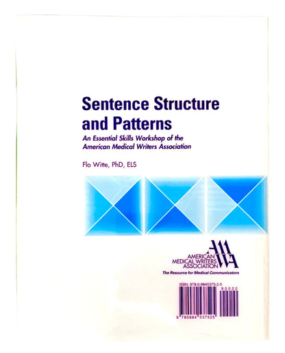 Book cover of 'Sentence Structure and Patterns' with a white background and blue geometric design.
[additional_image_link]