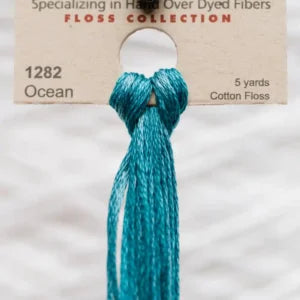 Cotton floss on a wooden reel with 'Ocean' label.