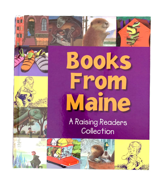 A collection of children's books titled 'Books From Maine' presented as a gift or garage sale find, featuring various book covers in the background.
Photo by Karen King [image_link]