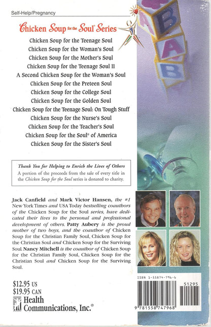Back cover of a book titled 'Chicken Soup for the Soul' series with text and images of people.
[additional_image_link]
