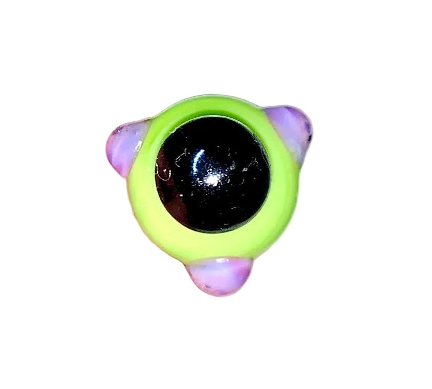 Decorative Halloween purple orange black green flower pin with colorful glass beads on a white background. 
[additional_image_link]