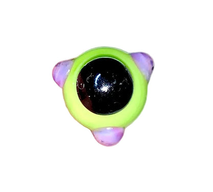 Decorative Halloween purple orange black green flower pin with colorful glass beads on a white background. 
[additional_image_link]