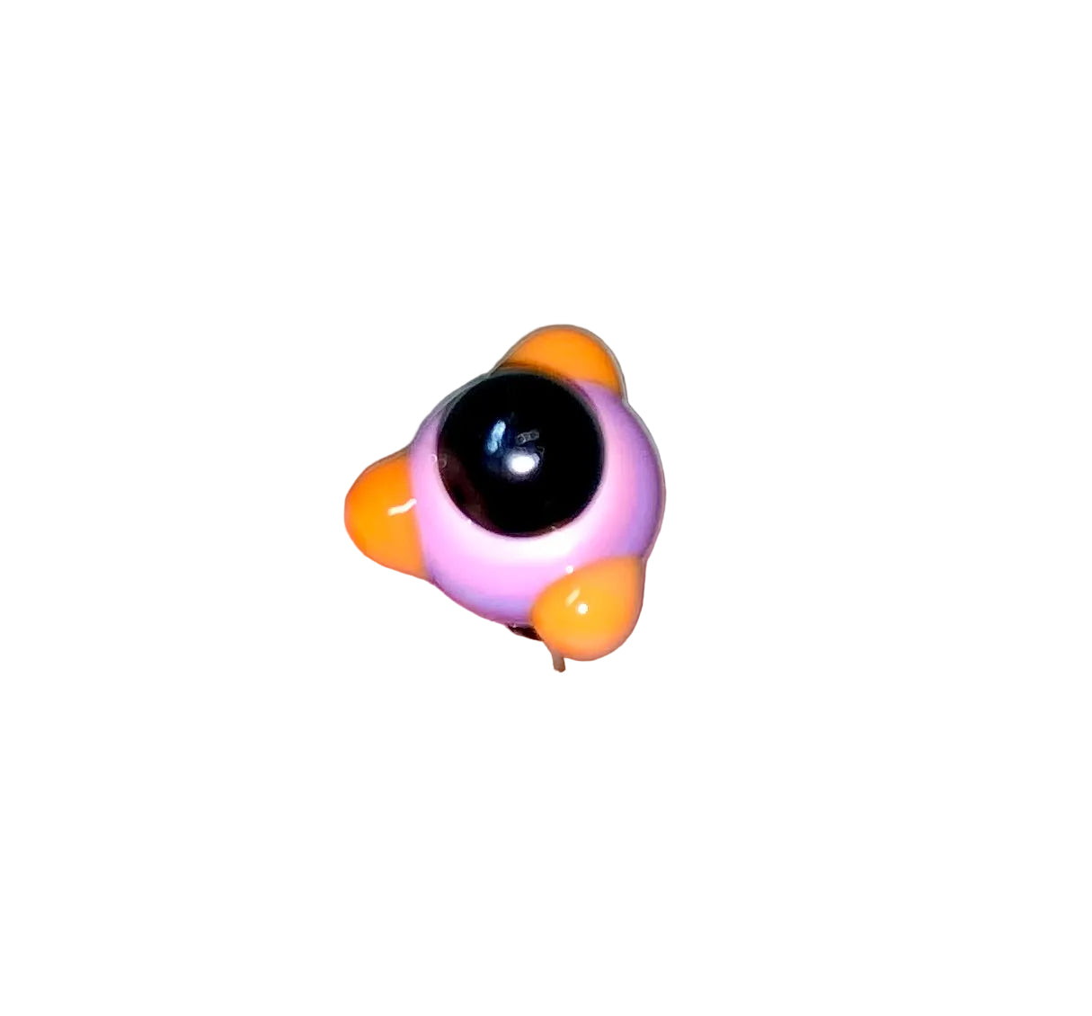 Decorative Halloween purple orange black green flower pin with colorful glass beads on a white background. 
[additional_image_link]