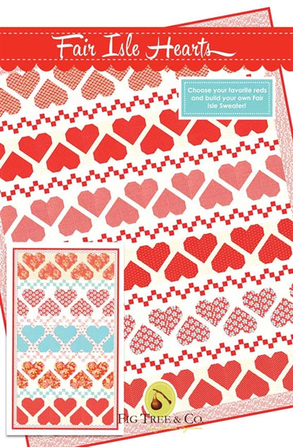 Patterned fabric with red hearts and text 'Fair Isle Hearts' on a white background.
Photo by Fig Tree Quilts [image_link]
