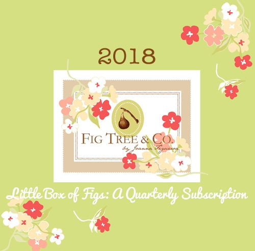 Promotional graphic for Fig Tree & Co. 2018 subscription box with floral design on a green background.
Photo by Fig Tree Quilts [additional_image_link]