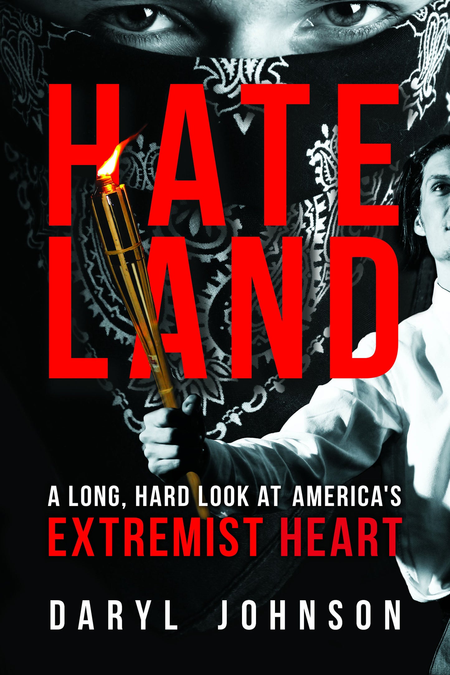 Book with masked man in black, in red letters "Hateland: A long, hard look at America's Extremist Heart" by Daryl Johnson.
[image_link]