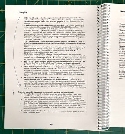 A spiral-bound notebook page showing a handwritten medical case study titled 'Example 4' with printed text and blue ink notes, placed on a green cutting mat.
[additional_image_link]