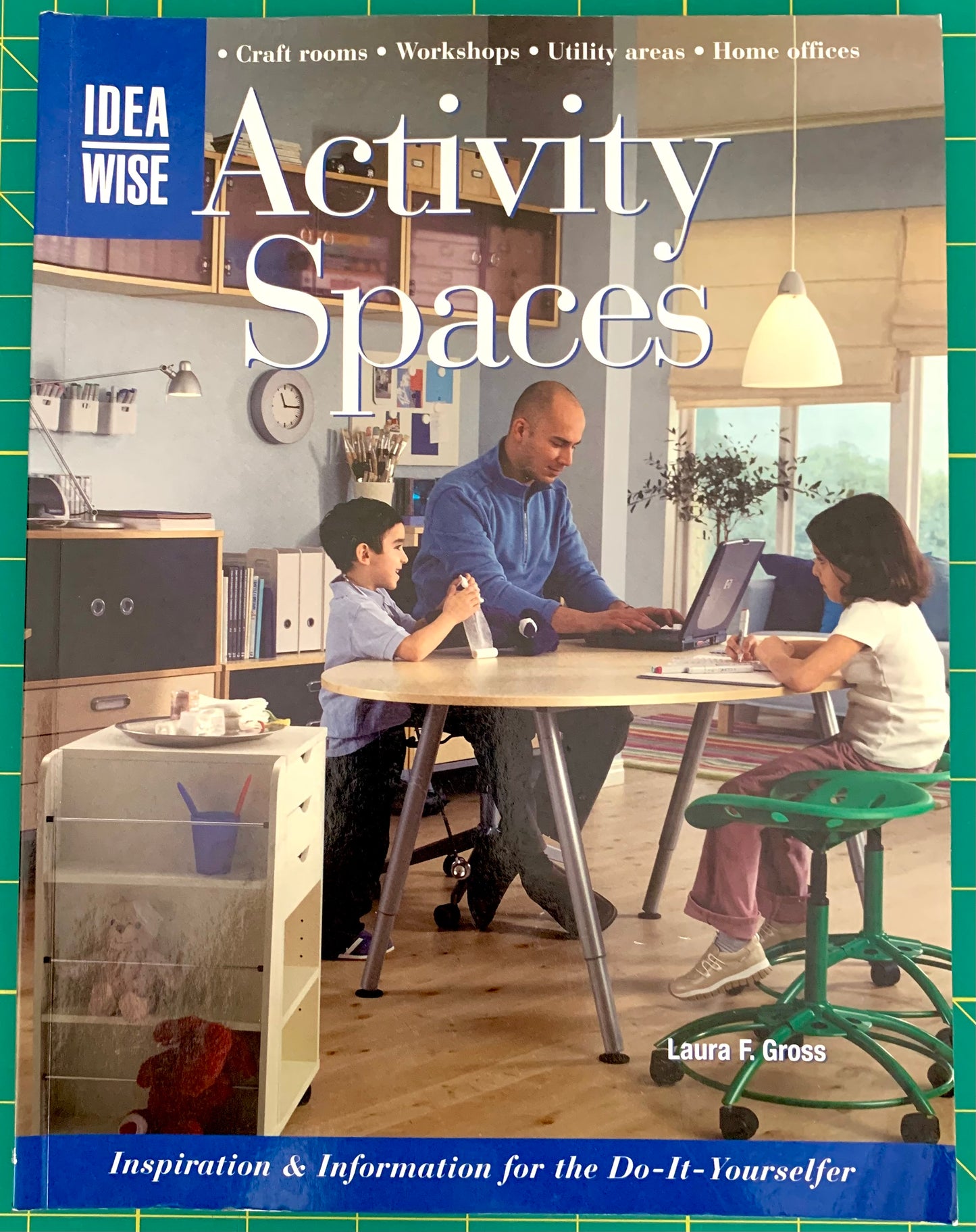 Front cover of the book 'Activity Spaces' by Laura F. Gross, featuring a family working at a table in a home office setting, with the 'IDEA WISE' brand logo in the top left corner.
[image_link]