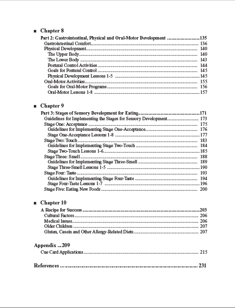 Table of contents for a book or document on developmental stages and sensory development.
[additional_image_link]