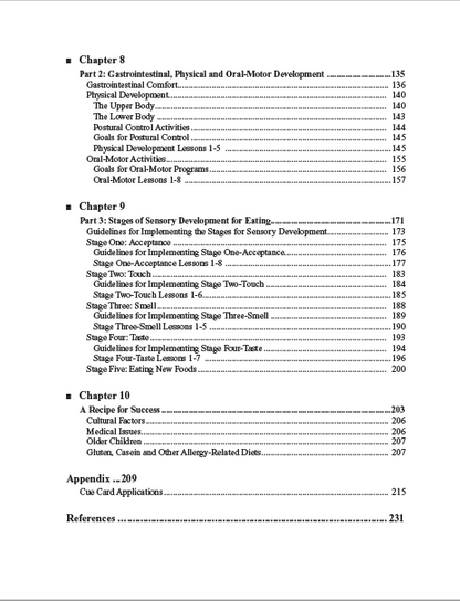 Table of contents for a book or document on developmental stages and sensory development.
[additional_image_link]