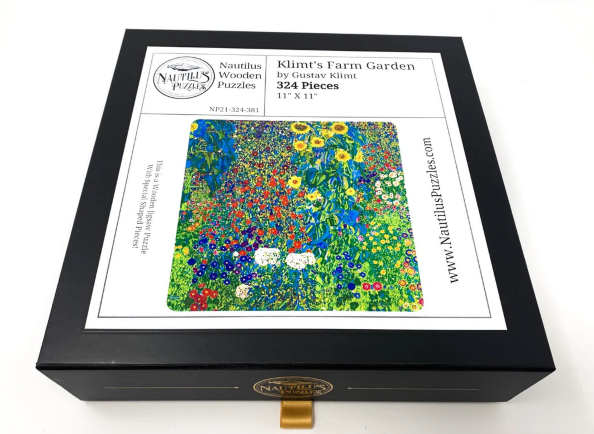 A jigsaw puzzle depicting a vibrant garden with sunflowers and various other flowers, reminiscent of Gustav Klimt's artwork.
Photo by Nautilus Puzzles [additional_image_link]