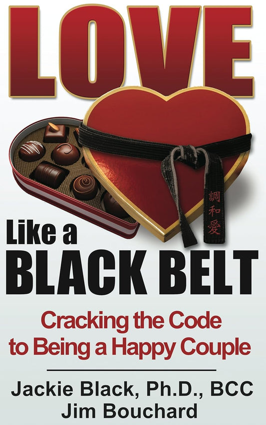 Book cover of 'Love Like a Black Belt' with a heart and chocolates design.
[image_link]