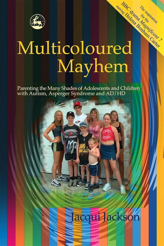 Book cover of 'Multicoloured Mayhem' with a photo of a group of people and colorful design elements.
[image_link]