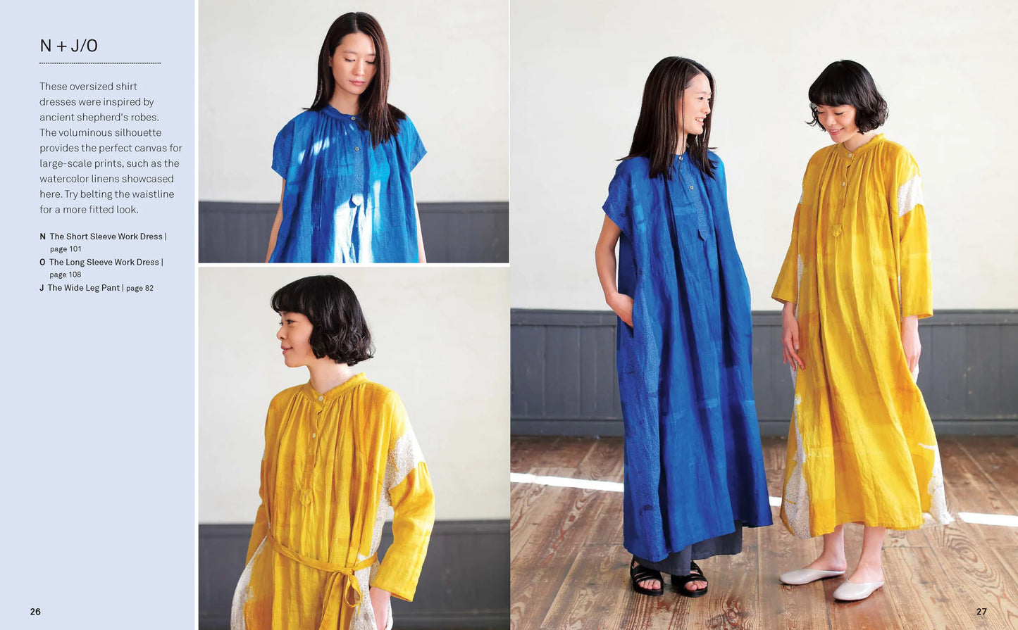 Woman wearing a blue dress and yellow cover-up in a magazine layout.
[additional_image_link]