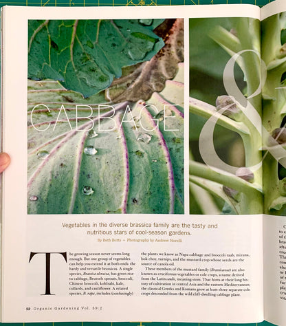 An open book showing a printed page from Organic Gardening Vol. 59 No.
[additional_image_link]