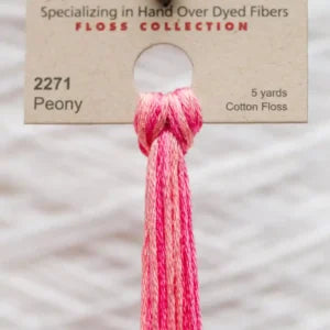 Peony pink cotton floss with a label on a white background.