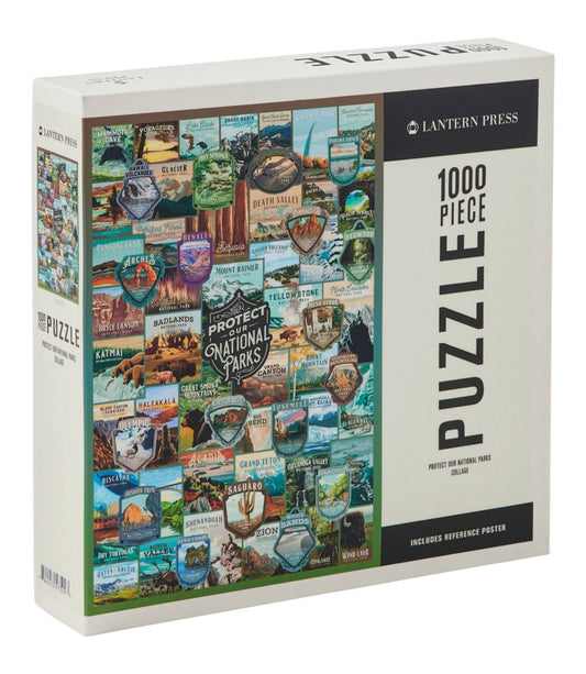 Lantern Press puzzle box with collage of national park images on a white background
Photo by LL Bean [image_link]