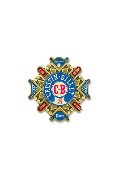 A vintage-style thread card with the words 'Crestin Billet' and 'CB S' in blue, red, and gold, placed on a white background.
Photo by Sajou.fr [additional_image_link]