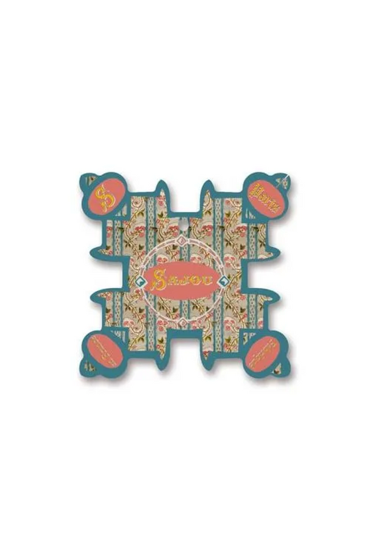 A multicolored thread card with floral and geometric patterns, featuring the Maison Sajou brand name.
Photo by Sajou.fr [image_link]