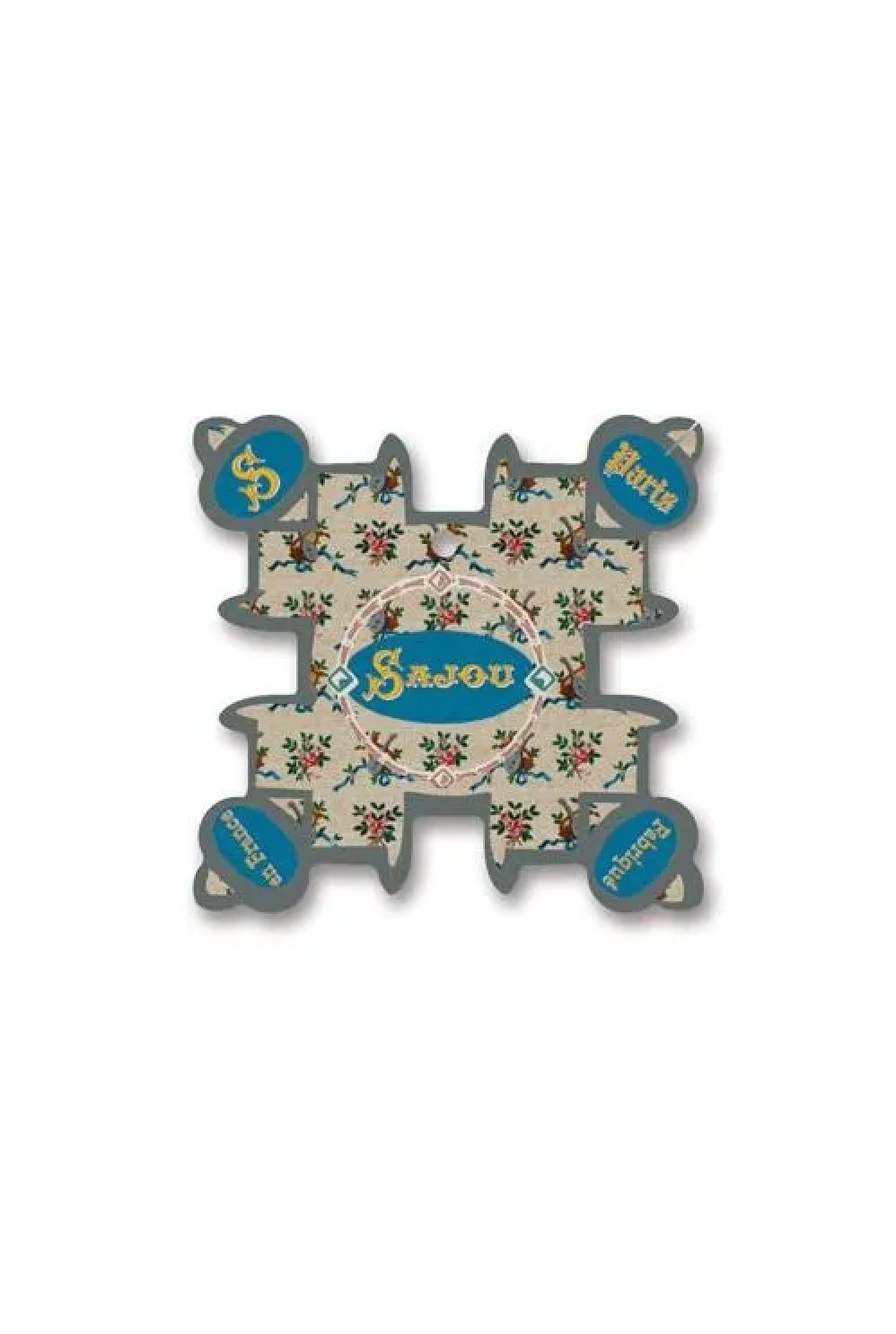 A vintage-style wooden French thread card for 'Sajou' on a white background.
[additional_image_link]