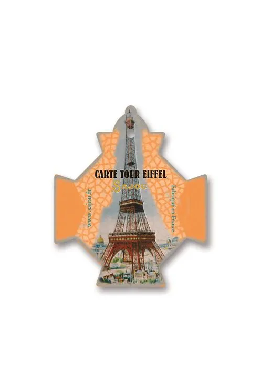 A vintage-style French thread card featuring the Eiffel Tower, with the text 'CARTE TOUR EIFFEL' printed across the top, displayed on a white background.