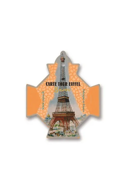 A vintage-style French thread card featuring the Eiffel Tower, with the text 'CARTE TOUR EIFFEL' printed across the top, displayed on a white background.