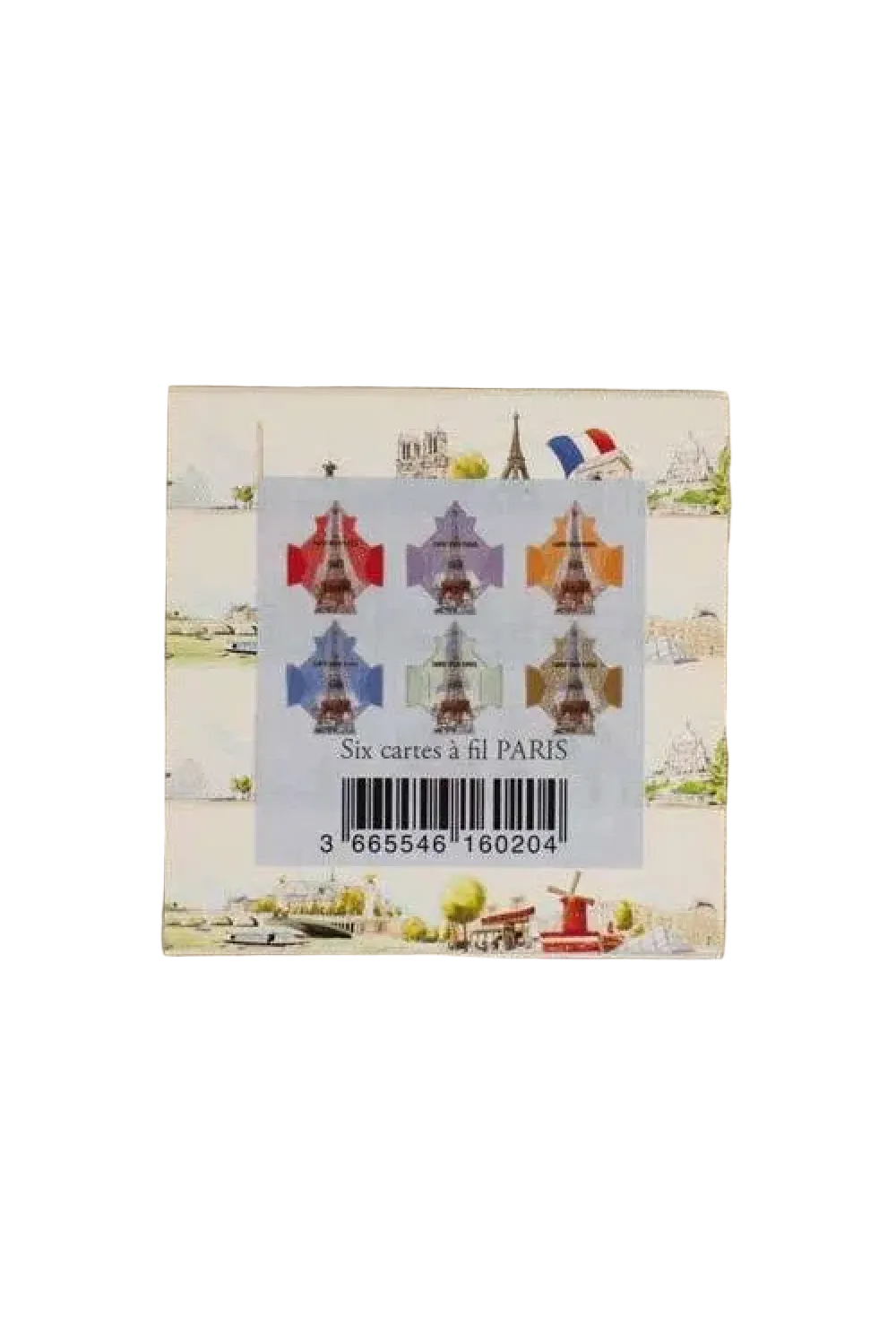 Six French Eiffel Tower souvenir thread cards with a barcode label, set against a white background.
Photo by Sajou.fr [additional_image_link]