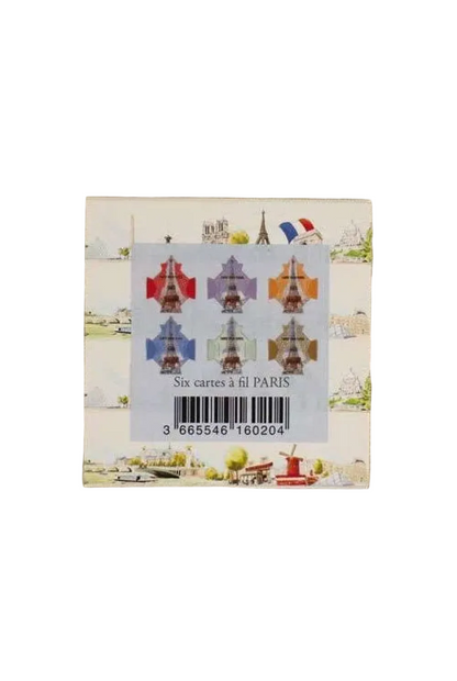 Six French Eiffel Tower souvenir thread cards with a barcode label, set against a white background.
Photo by Sajou.fr [additional_image_link]