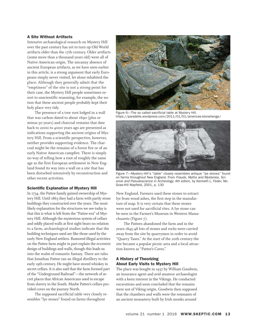 A single printed page with dense black text, a small map labeled Mystery Hill, and a caption, photographed against a white background.
[additional_image_link]