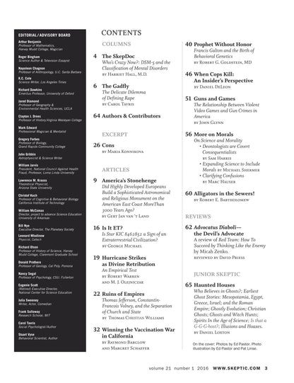 A black-and-white magazine or journal page showing the table of contents, with a dark gray sidebar listing editorial, advisory board, columns, articles, reviews, and jurisprudence sections, plus article titles and page numbers.
[additional_image_link]