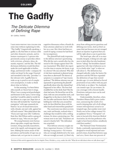 A single-page magazine article page titled "The Gadfly" with the byline "By Carol Twitmeyer" and multiple columns of black text on a white page, with a small footer at the bottom.
[additional_image_link]
