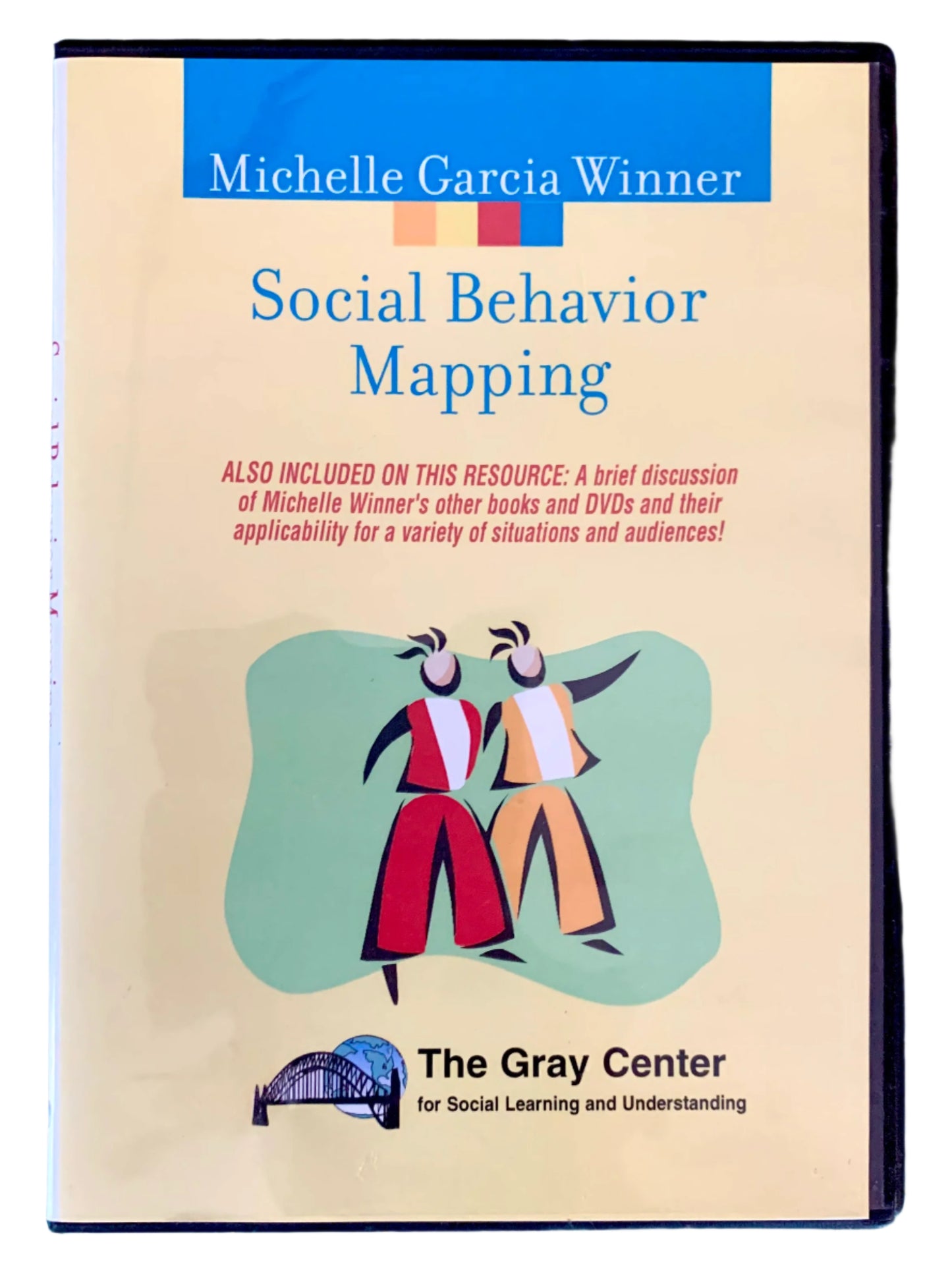 DVD cover for 'Social Behavior Mapping' by Michelle Garcia Winner, featuring illustrations of two individuals engaging in a social interaction, with the title and author's name displayed.
Photo by Karen King [image_link]