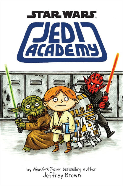 Cover of 'Star Wars: Jedi Academy' by Jeffrey Brown featuring illustrations of characters from the Star Wars universe, including a young boy in a Pilots uniform, Yoda, and a character in a spacesuit.
Photo by Karen King [image_link]