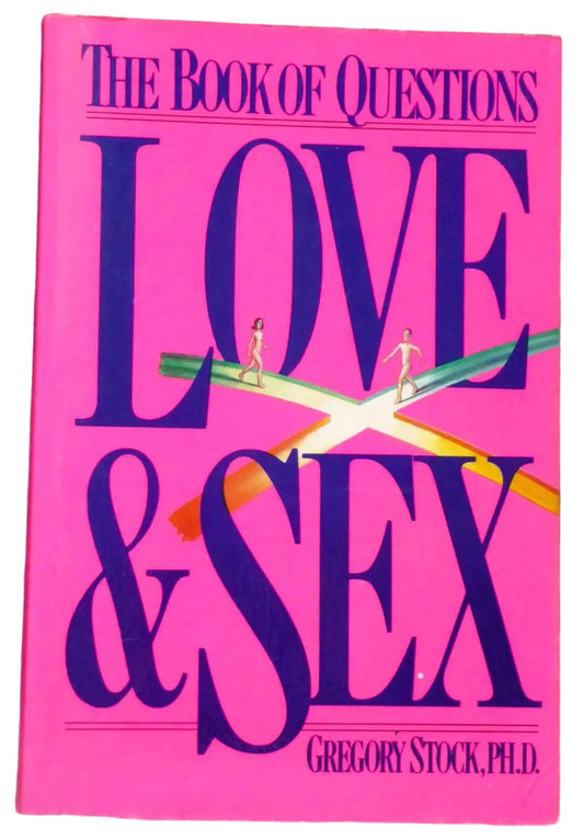 Book titled 'The Book of Questions: Love & Sex' by Gregory Stock on a pink background
[image_link]