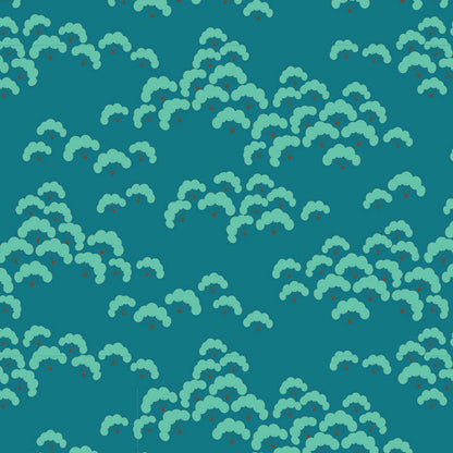 Repeating pattern of green trees on a blue background.
Photo by Tildafabrics.com [additional_image_link]