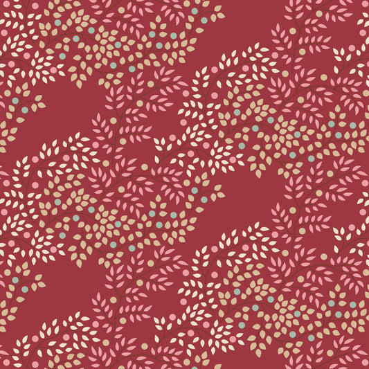 A red fabric with a floral pattern, part of the Tilda Fabric's Creating Memories collection.
Photo by Tildafabrics.com [image_link]