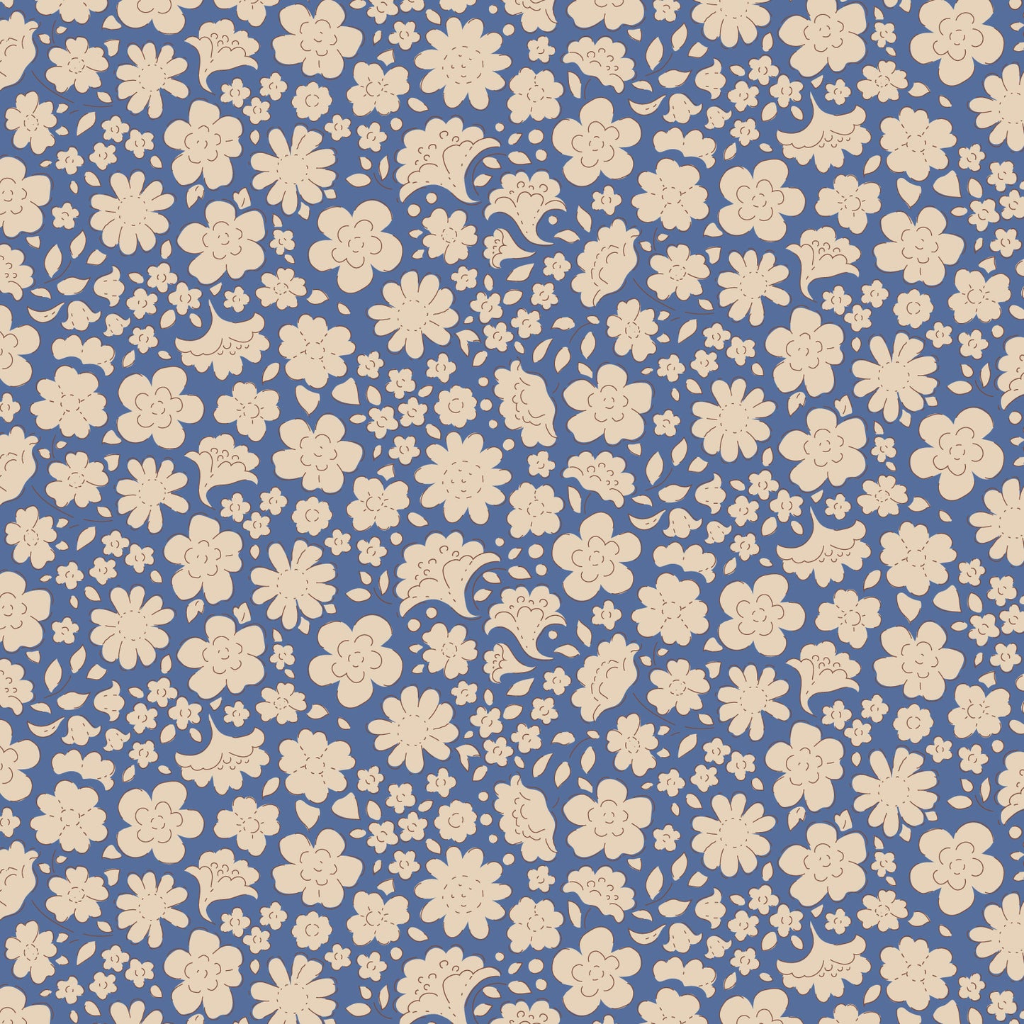 A yardage fabric from Tilda Fabrics featuring a blue floral pattern.
Photo by Tildafabrics.com [image_link]
