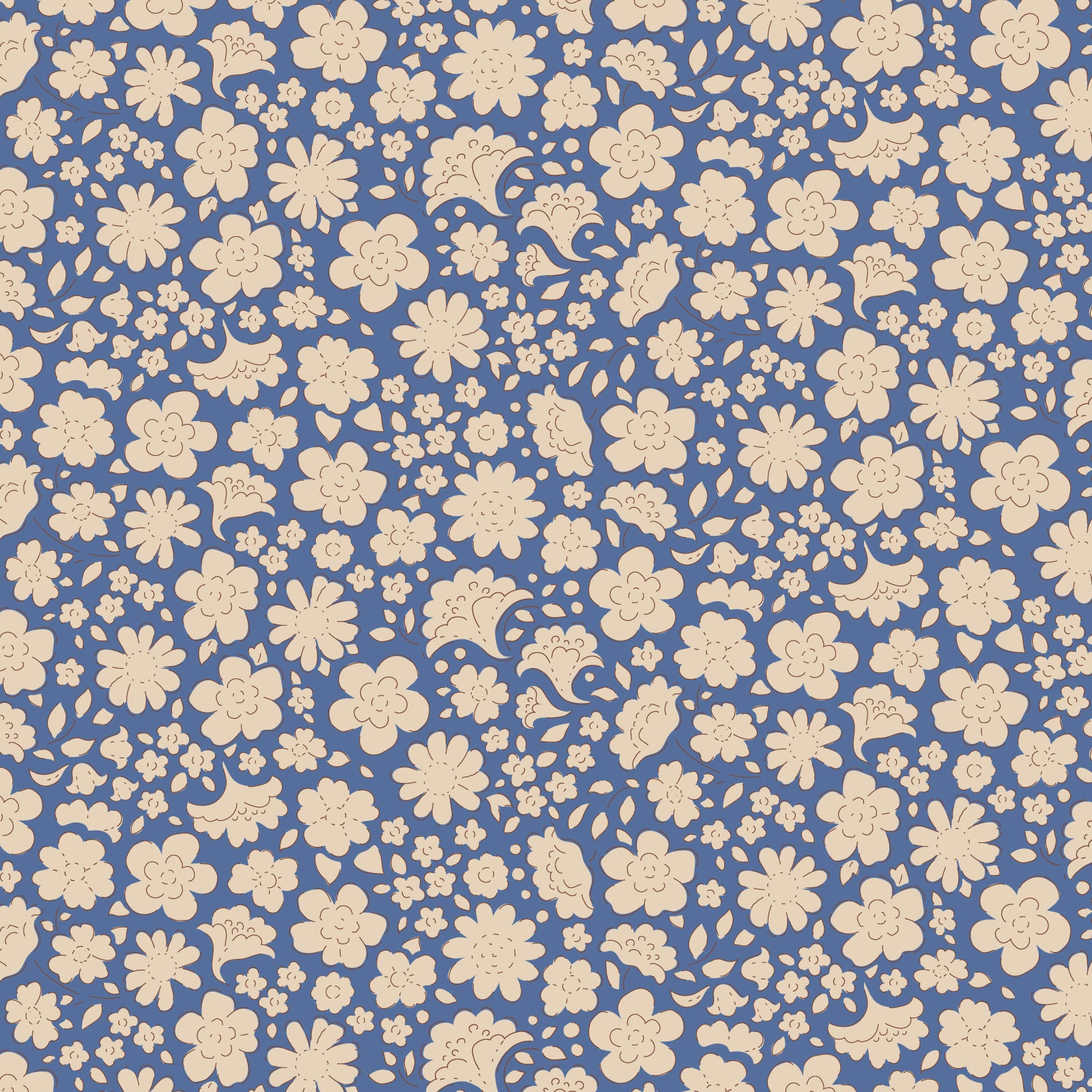A yardage fabric from Tilda Fabrics featuring a blue floral pattern.
Photo by Tildafabrics.com [image_link]