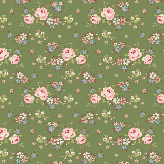 A fabric featuring a floral pattern with pink and green colors, part of the Tilda Fabric line.
Photo by Tildafabrics.com [image_link]
