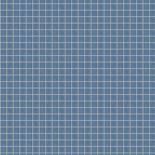 A close-up of a blue fabric or material swatch with a fine white grid pattern across the entire surface.
Photo by Tildafabrics.com [image_link]