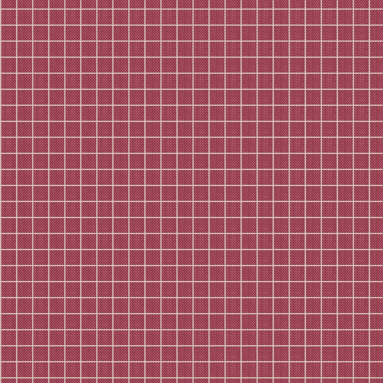 A close-up of a fabric or material swatch with a repeating white grid pattern over a muted red background.
Photo by Tildafabrics.com [image_link]