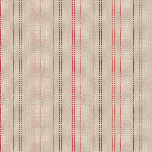 A close-up of the Tilda Creating Memories Wovens Seamstripe Red fabric, showing a pattern of red and beige stripes.
Photo by Tildafabrics.com [image_link]