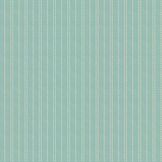 A close-up of a woven fabric texture in a light teal green color, featuring vertical white dotted stripe patterns.
Photo by Tildafabrics.com [image_link]