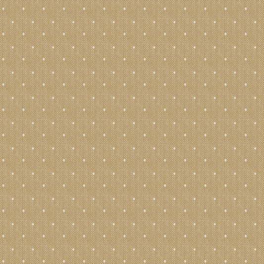 A yardage of Tilda Creating Memories Wovens Tiny Dot Khaki fabric featuring a small white dot pattern on a beige background.
Photo by Tildafabrics.com [image_link]